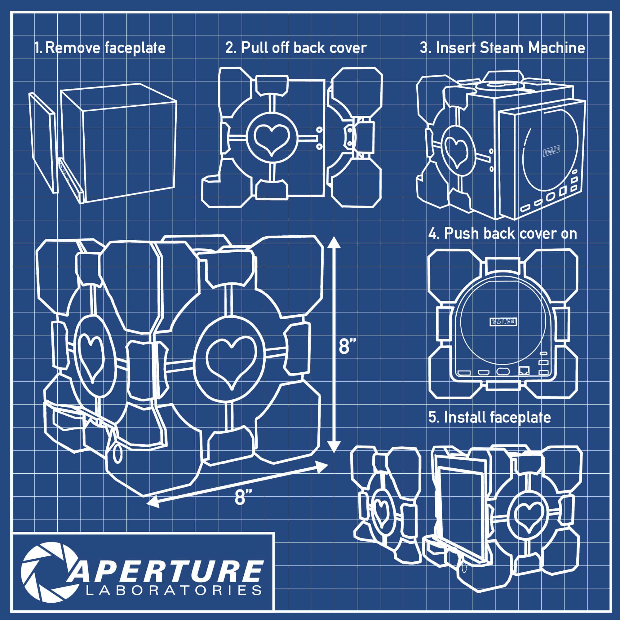 Steam Machine Companion Cube Case, Portal 1 Style - Thumbnail 2
