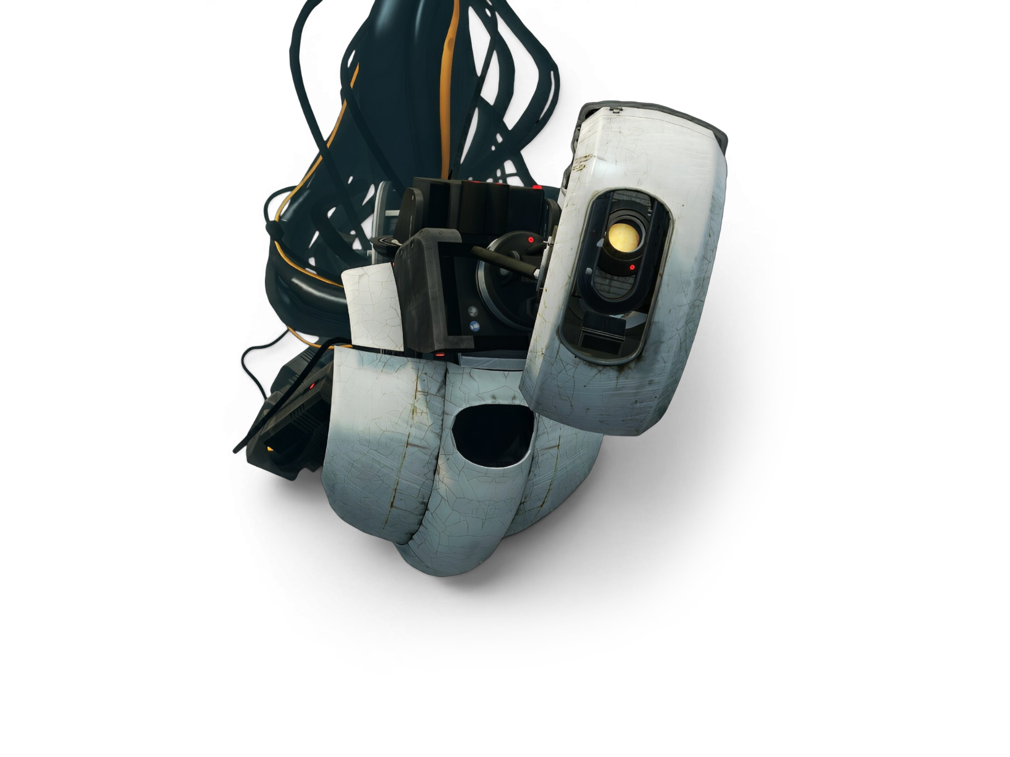 GLaDOS hanging over the Portal banner